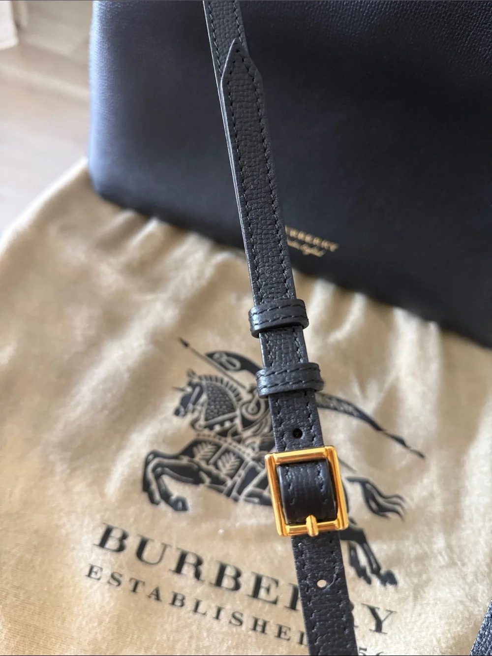Burberry Black Pebbled Leather Satchel with Gold Hardware - Picture 6 of 8